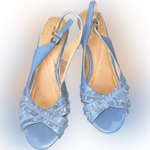 Blue leather strap heel size 10